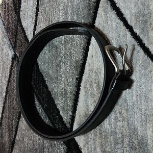 MENS BLACK NON-LEATHER XXL SILVER BUCKLE BELT